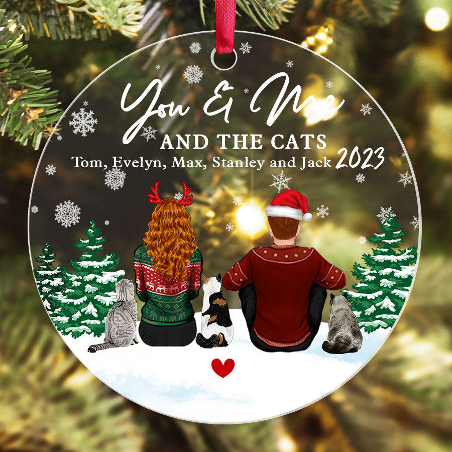 couple and cat christmas ornament