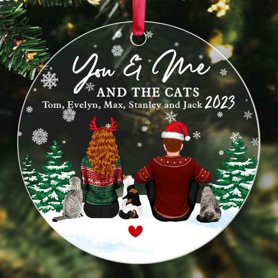 couple and cat christmas ornament