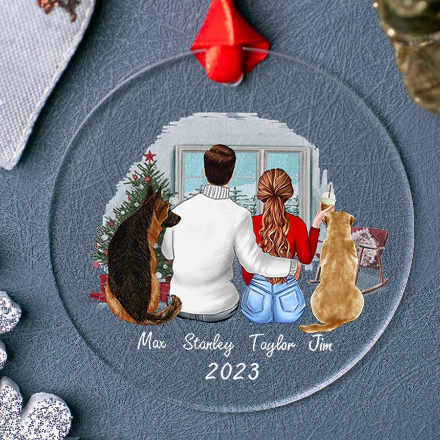 Couple With Two Dogs Ornament