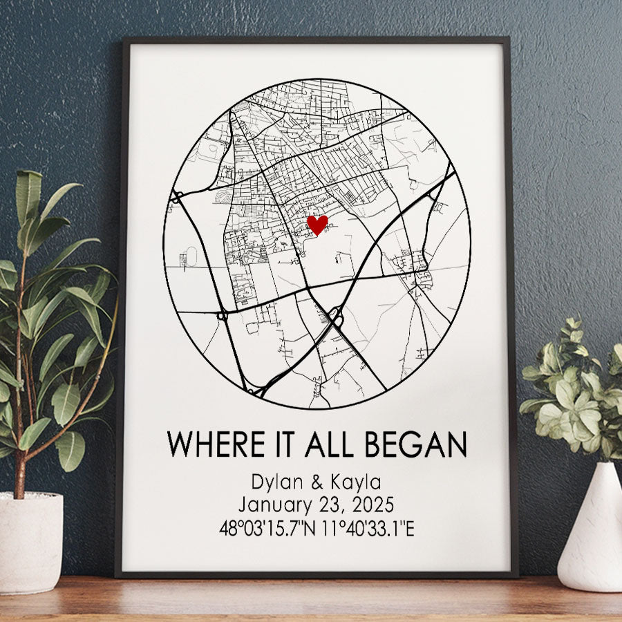 Custom Canvas Map Valentine