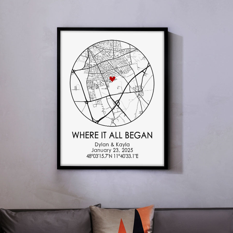 Custom Canvas Map Valentine