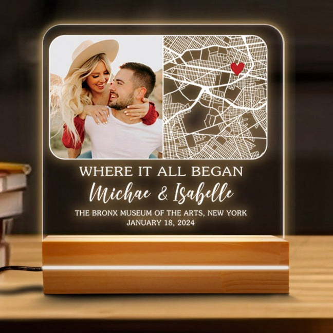 Custom Map and Photo Acrylic Plaque LED Night Light