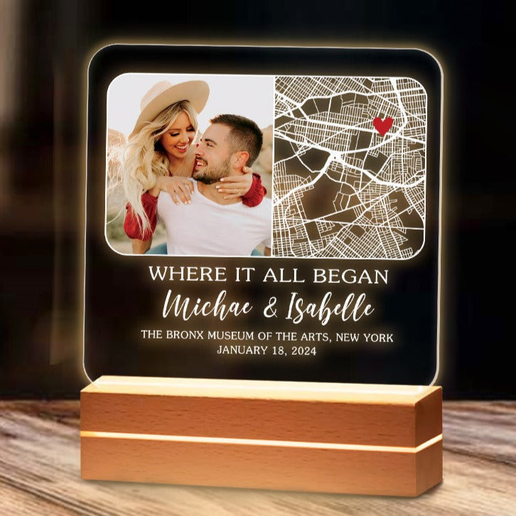 Custom Map and Photo Acrylic Plaque LED Night Light