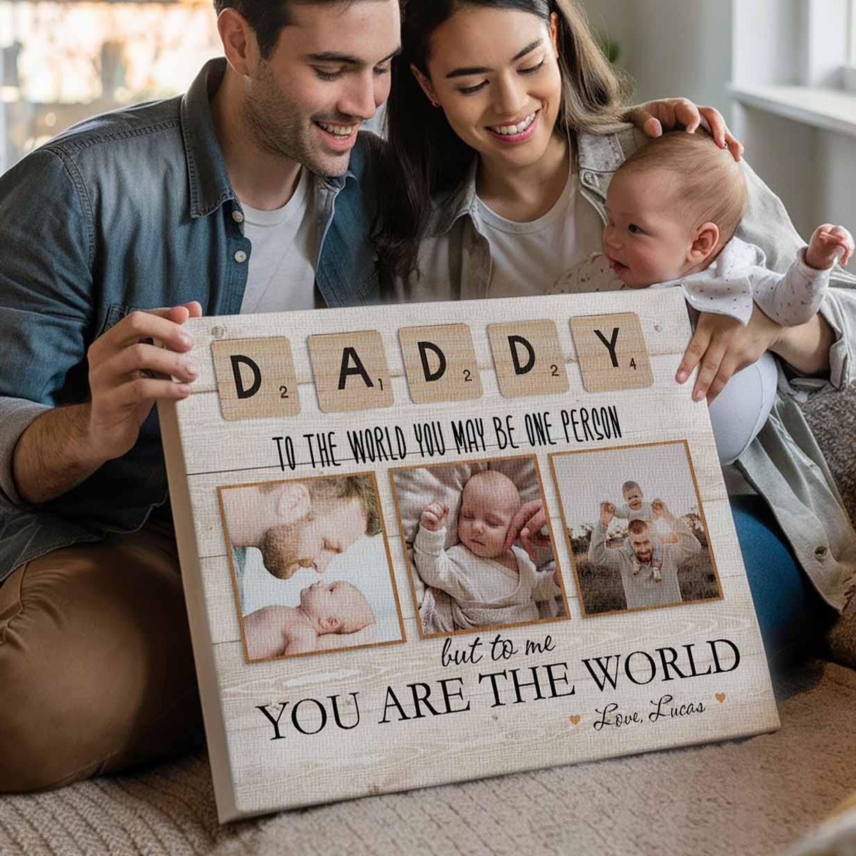 Custom Photo Collage Daddy Canvas