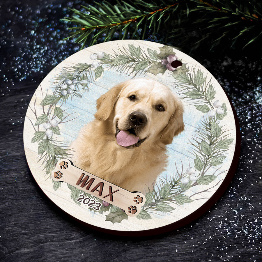 Custom Dog Picture Christmas Ornaments