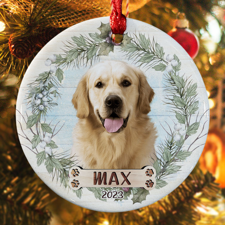 Custom Dog Picture Christmas Ornaments