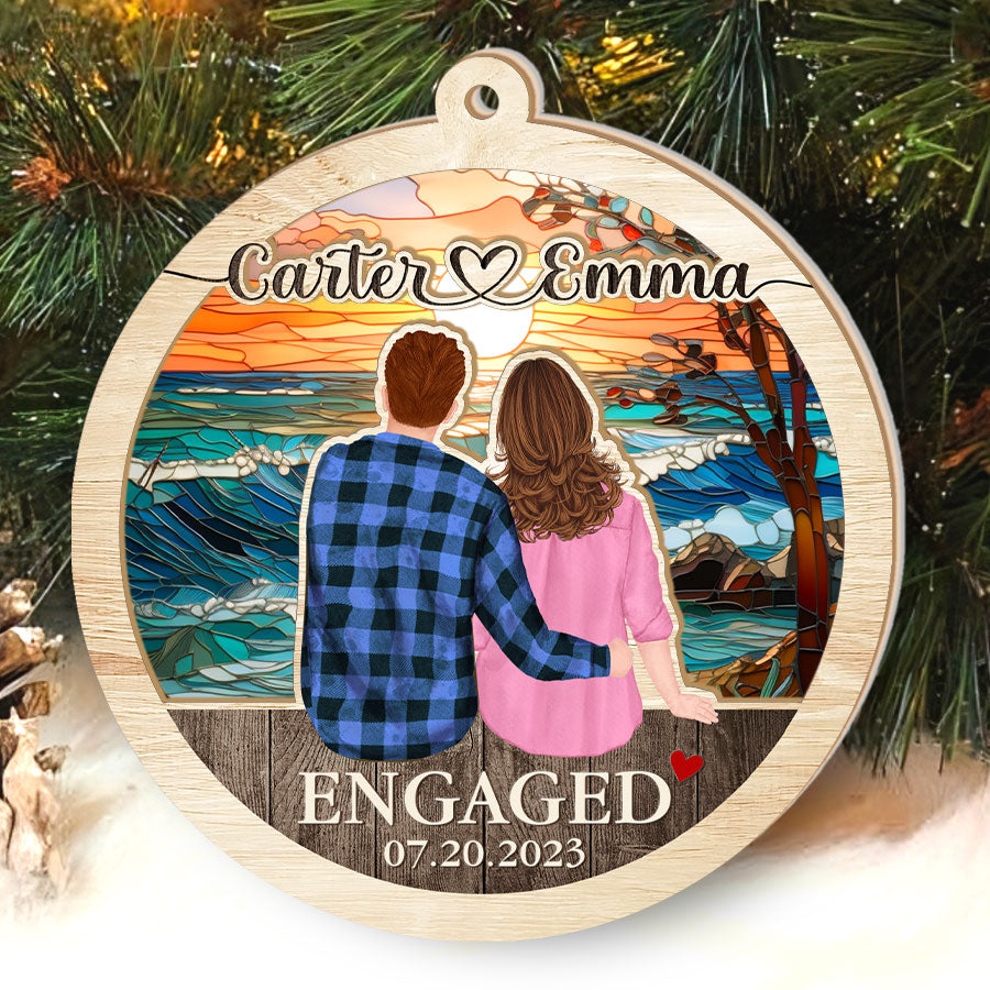 Customized Wooden Engagement Ornament