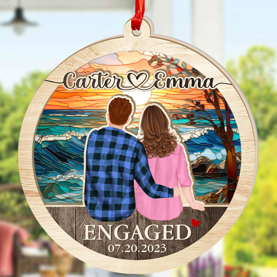 Customized Wooden Engagement Ornament