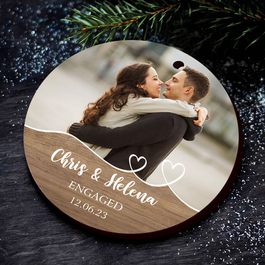 Custom Photo Ornament for Engaged Couple