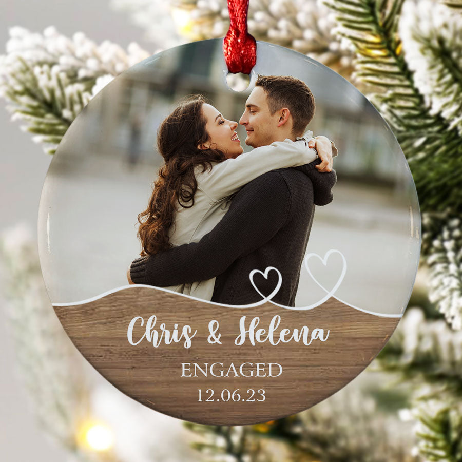 Custom Photo Ornament for Engaged Couple