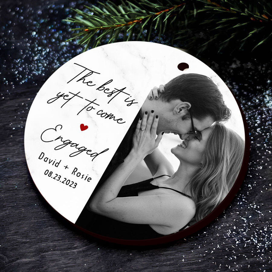 Custom Engagement Photo Ornament