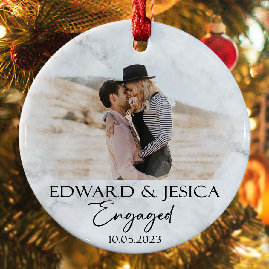 Personalized Christmas Ornament for Engaged Couple