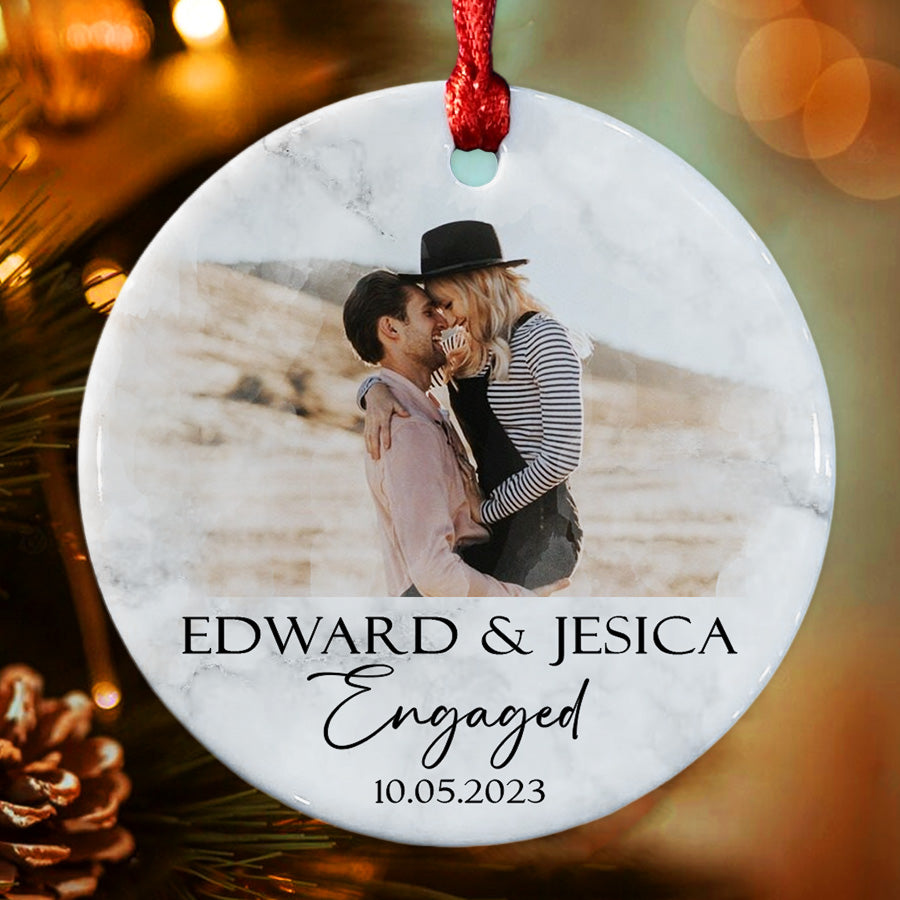 Personalized Christmas Ornament for Engaged Couple