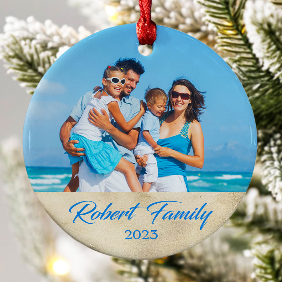 Custom Family Picture Christmas Ornaments