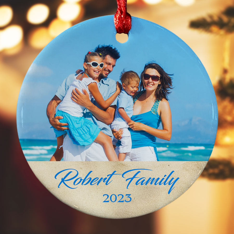 Custom Family Picture Christmas Ornaments