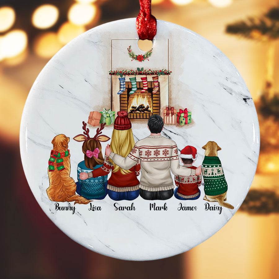 Personalized Christmas Ornaments Family of 4 With 2 Dogs