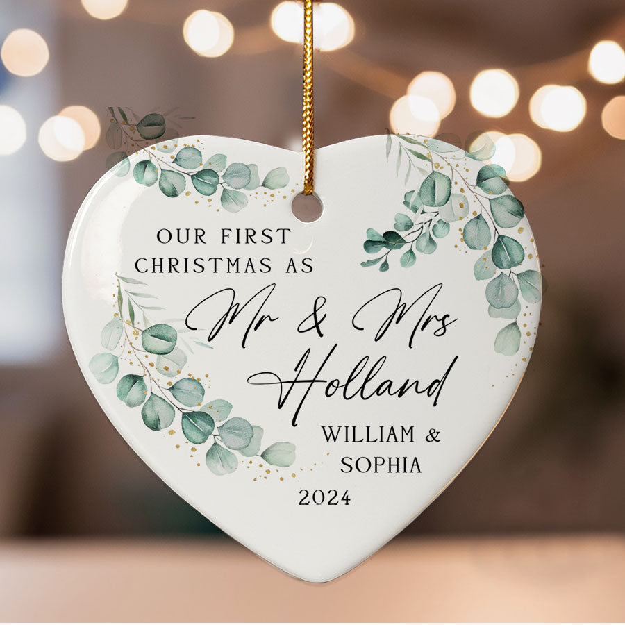 Custom Our First Christmas As Mr & Mrs Ornament