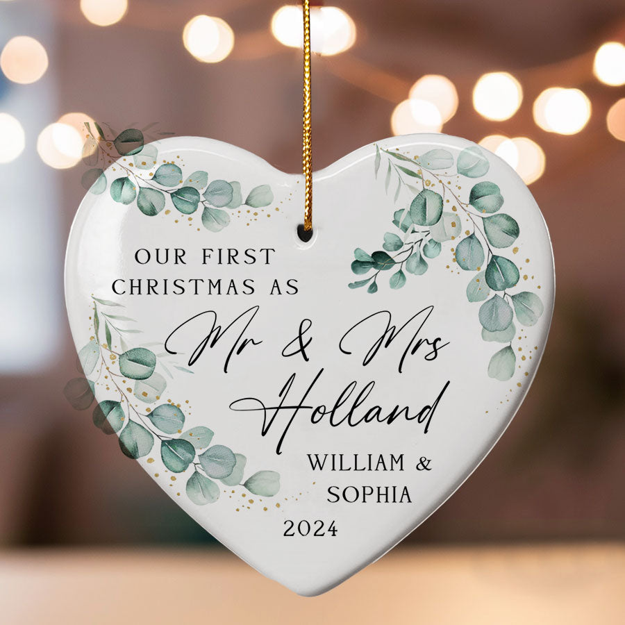 Custom Our First Christmas As Mr & Mrs Ornament