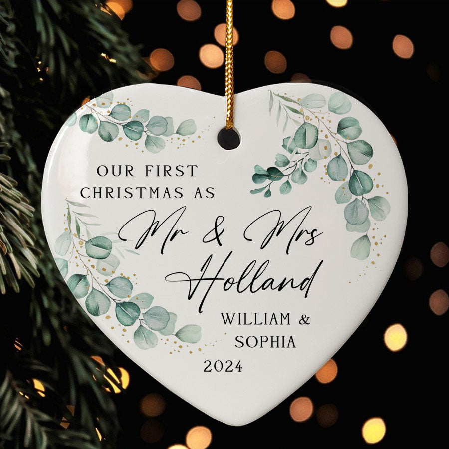 Custom Our First Christmas As Mr & Mrs Ornament