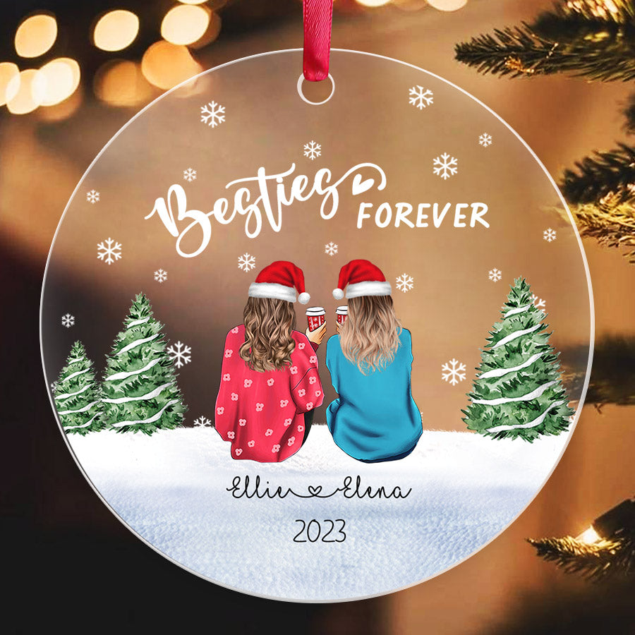 Custom Besties Forever Ornament