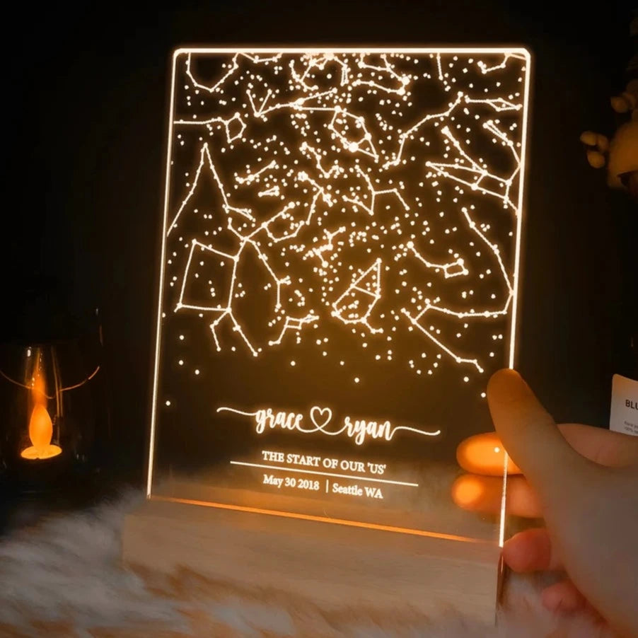 Custom Star Map the Night We Met Night Light Plaque