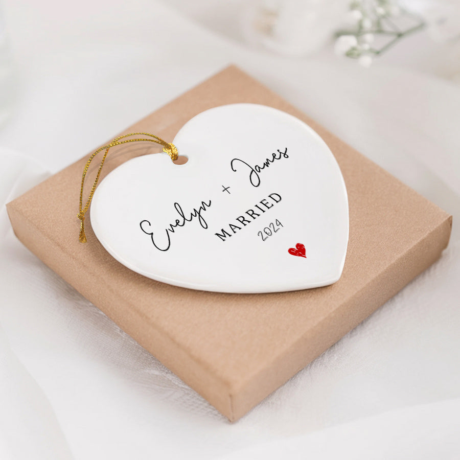 Heart Wedding Christmas Ornament