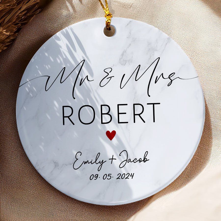 Custom Wedding Date Ornament For Couple