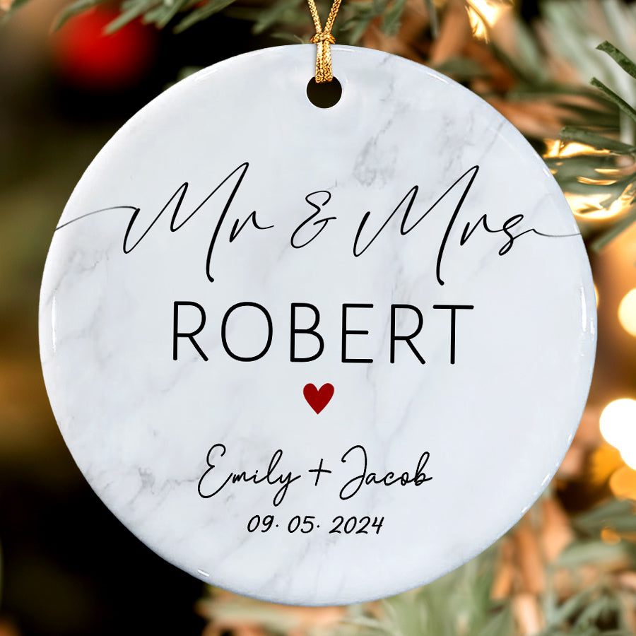 Custom Wedding Date Ornament For Couple