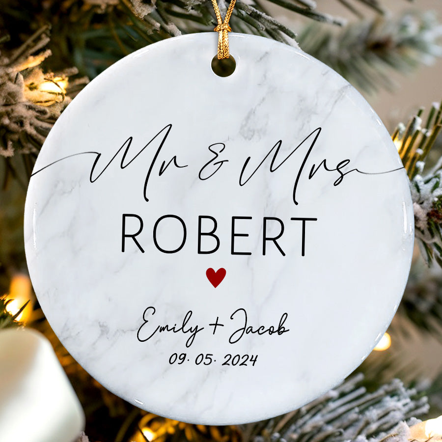 Custom Wedding Date Ornament For Couple