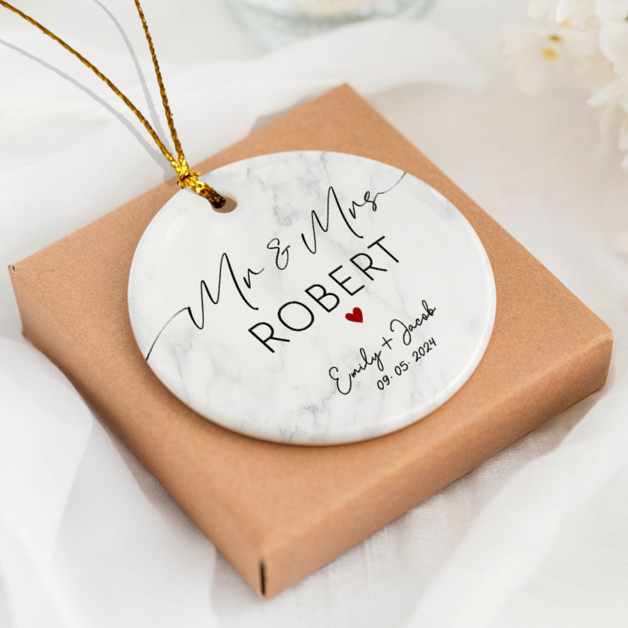 Custom Wedding Date Ornament For Couple