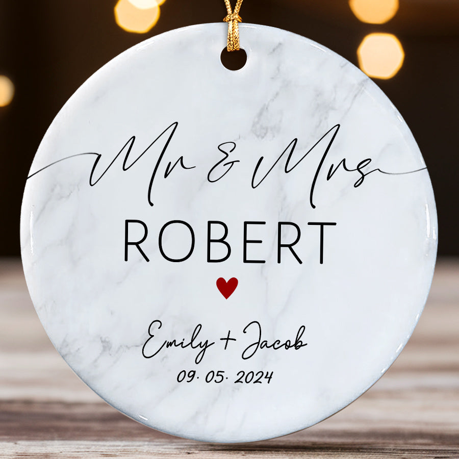 Custom Wedding Date Ornament For Couple