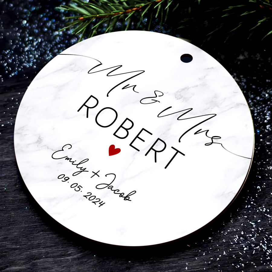 Custom Wedding Date Ornament For Couple