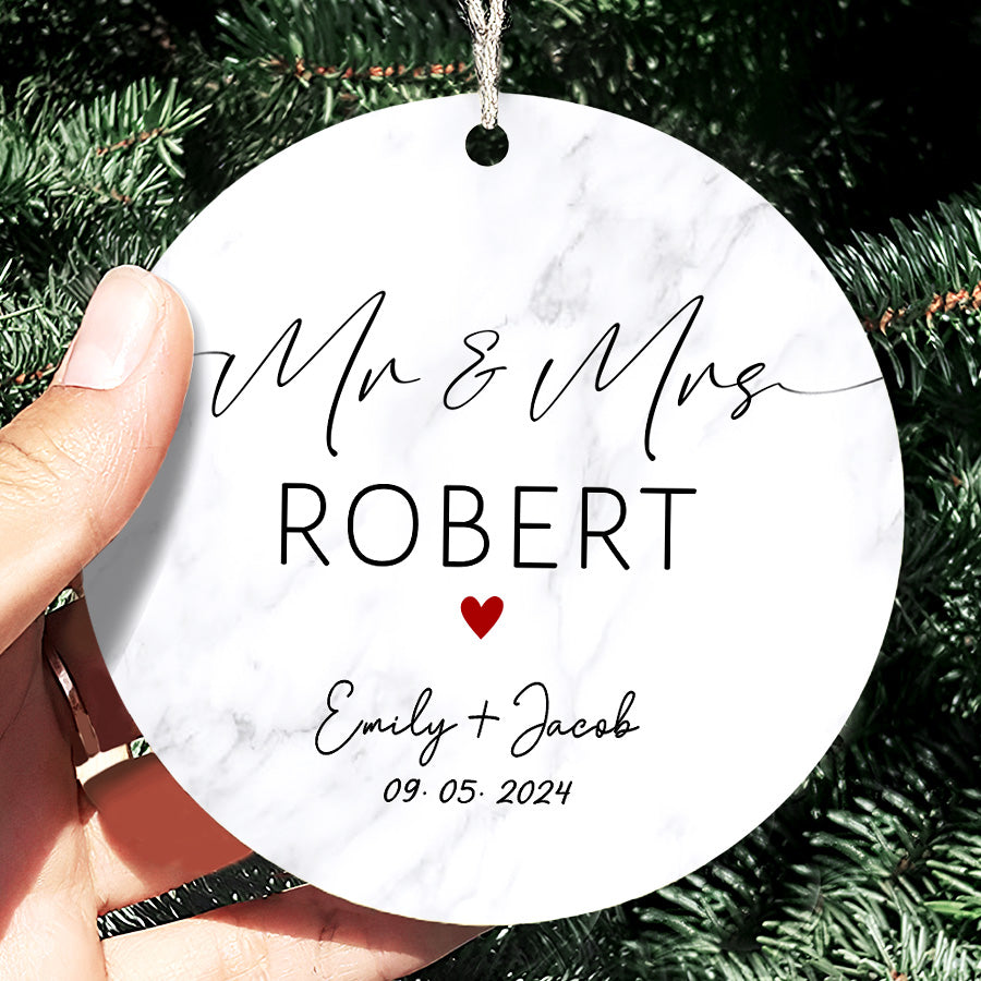 Custom Wedding Date Ornament For Couple