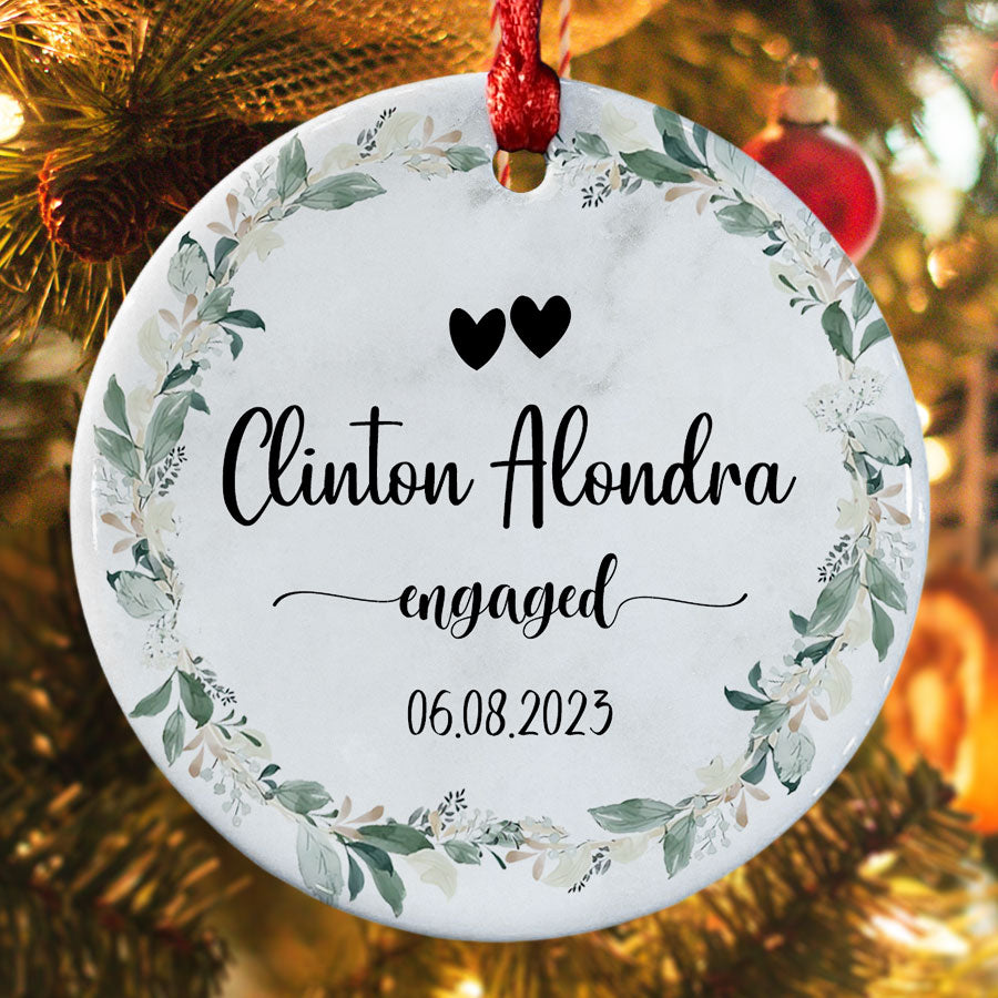 Personalized Christmas Ornaments Engaged Couple