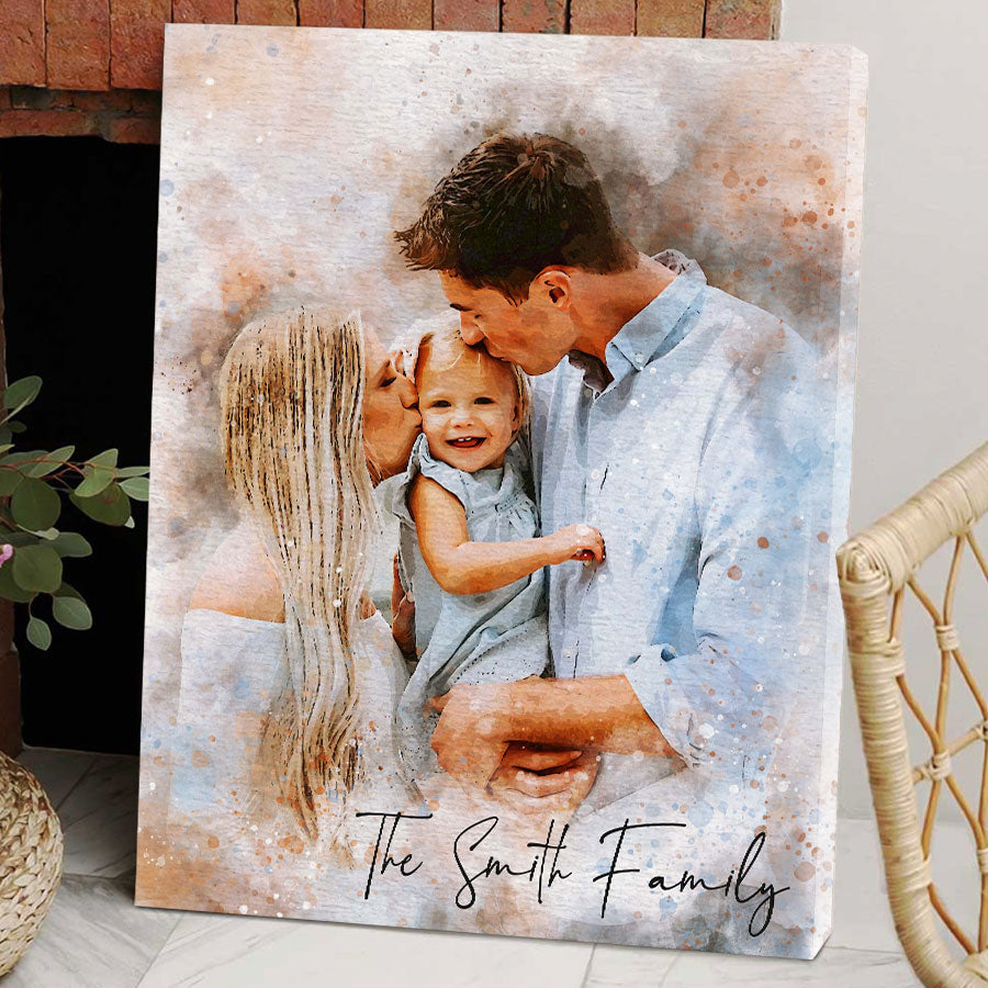 Custom Watercolor Family Portrait From Photo