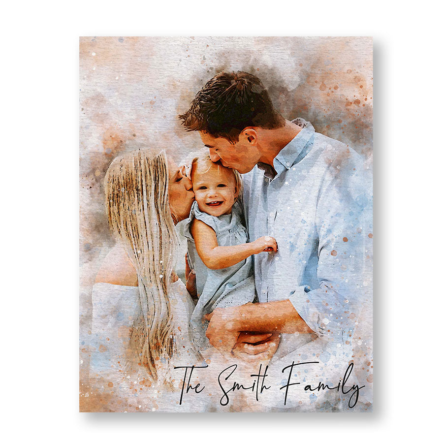 Custom Watercolor Family Portrait From Photo