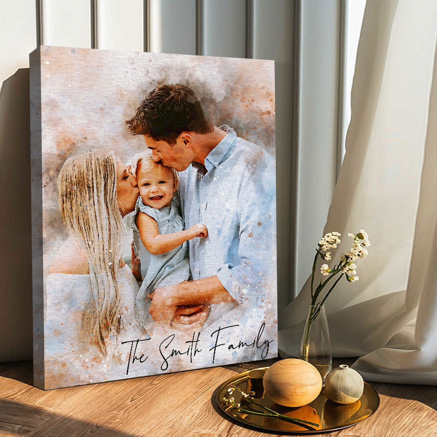 Custom Watercolor Family Portrait From Photo