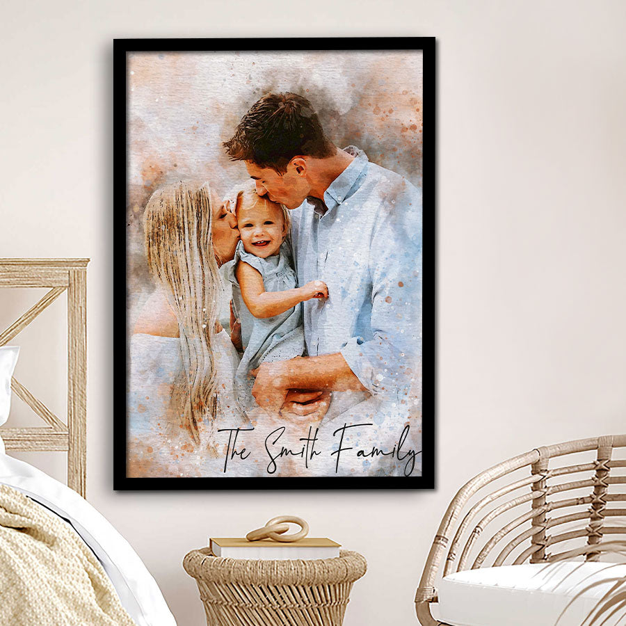 Custom Watercolor Family Portrait From Photo