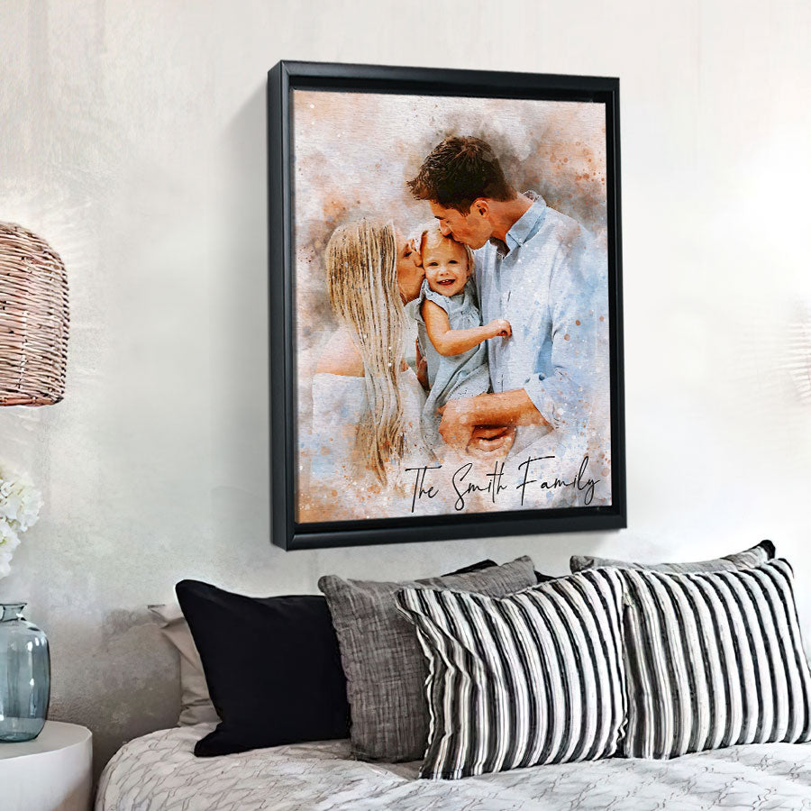 Custom Watercolor Family Portrait From Photo