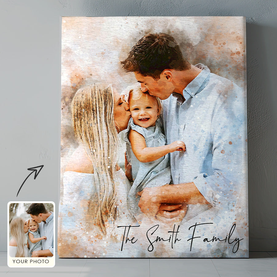 Custom Watercolor Family Portrait From Photo