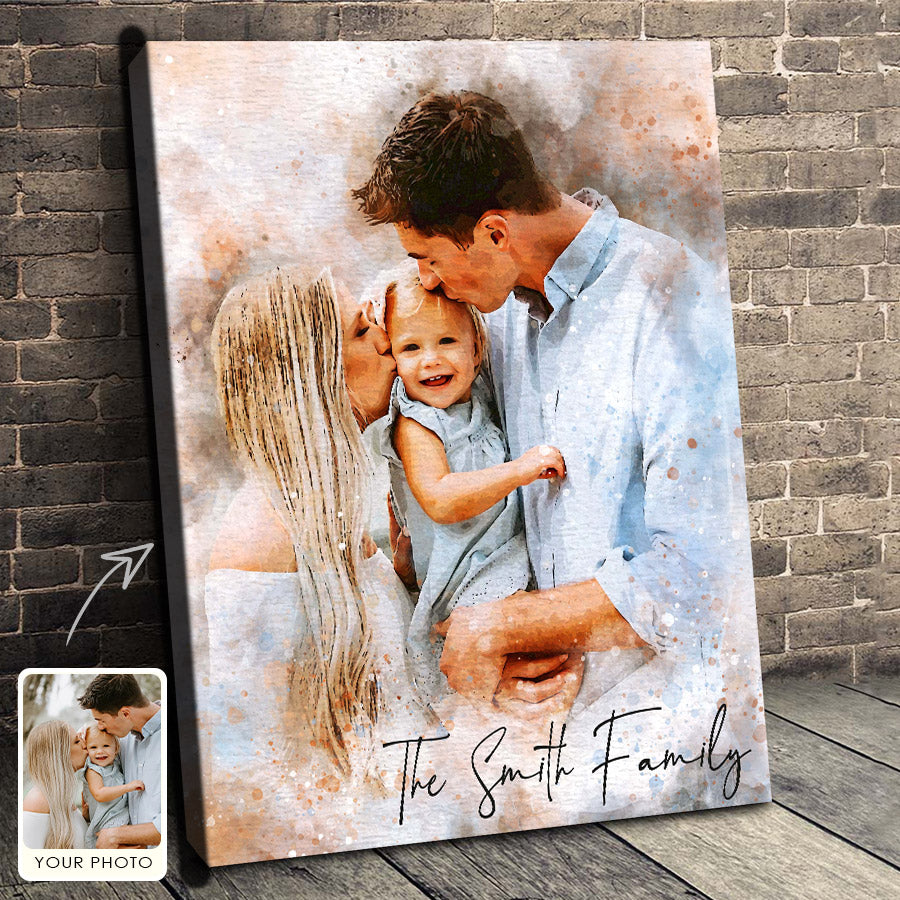 Custom Watercolor Family Portrait From Photo