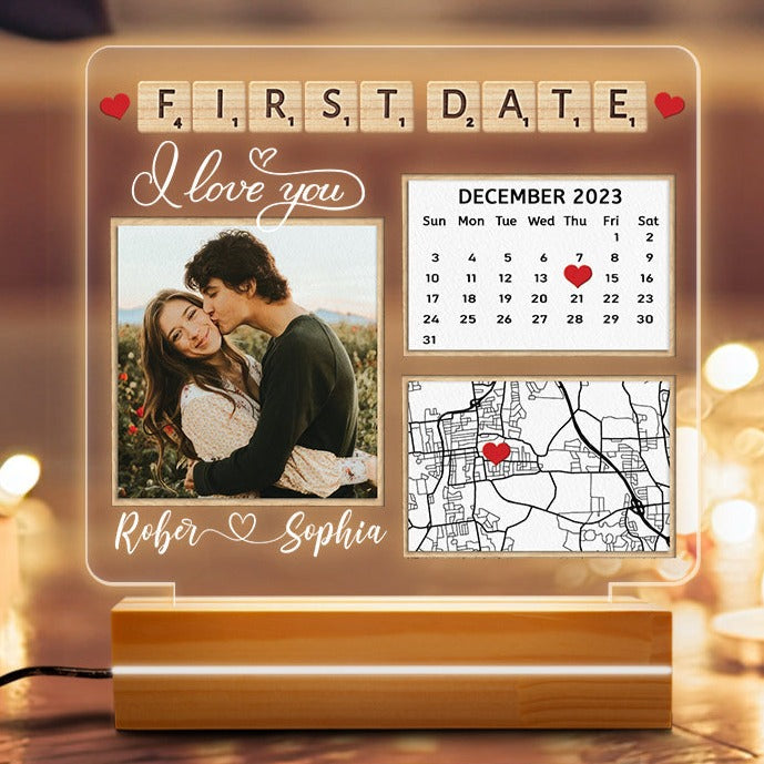 Custom Map Photo Calendar LED Night Light