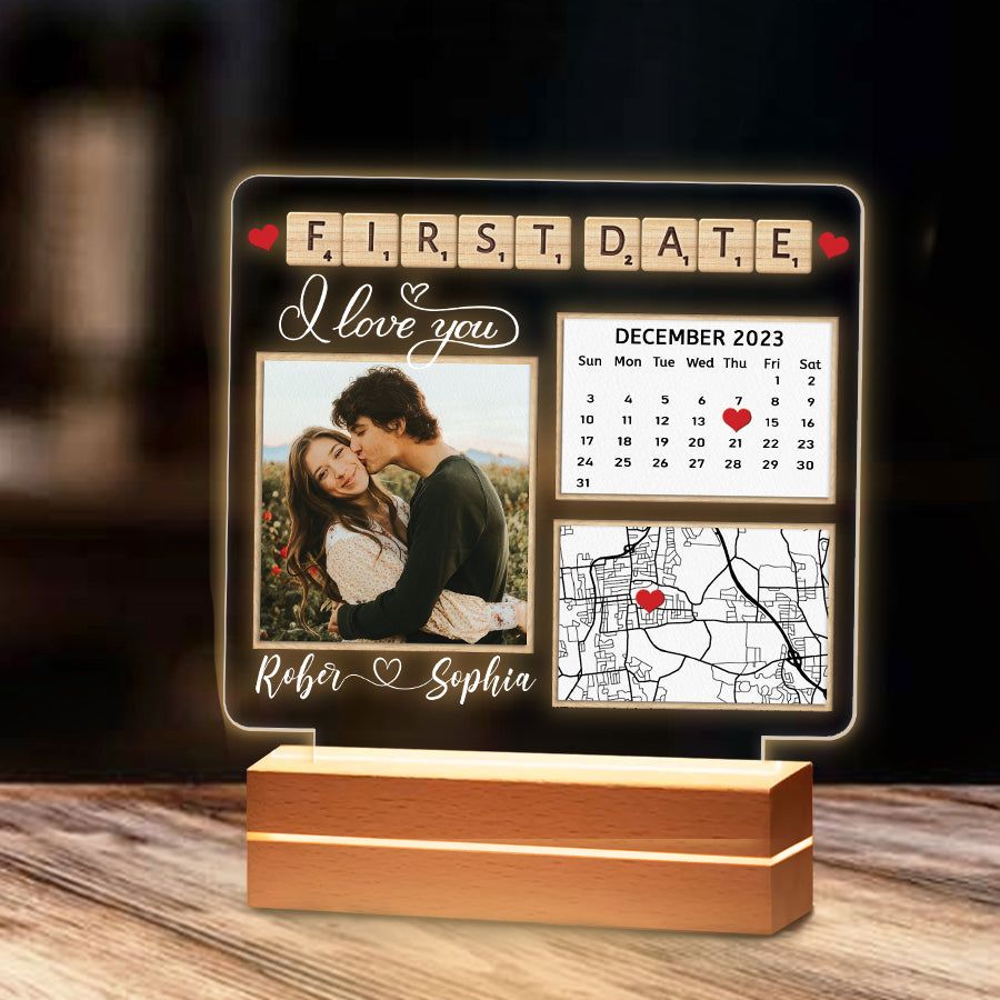 Custom Map Photo Calendar LED Night Light