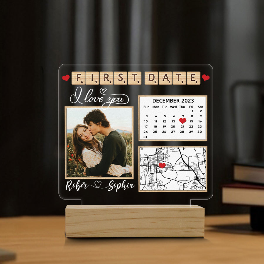 Custom Map Photo Calendar LED Night Light