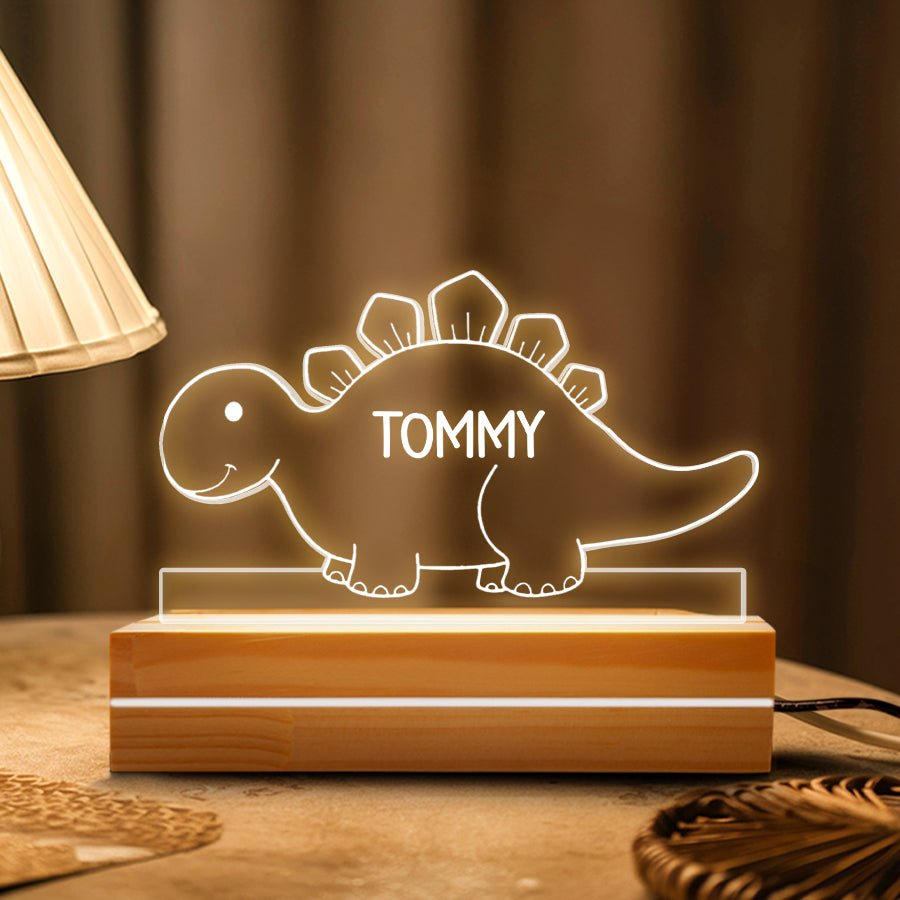 Custom Kid Name Personalized LED Night Light Dinosaur