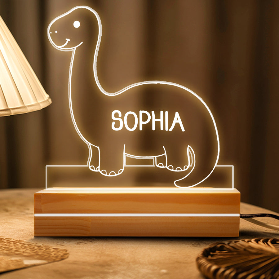 Kids Personalized Acrylic Night Light Dinosaur