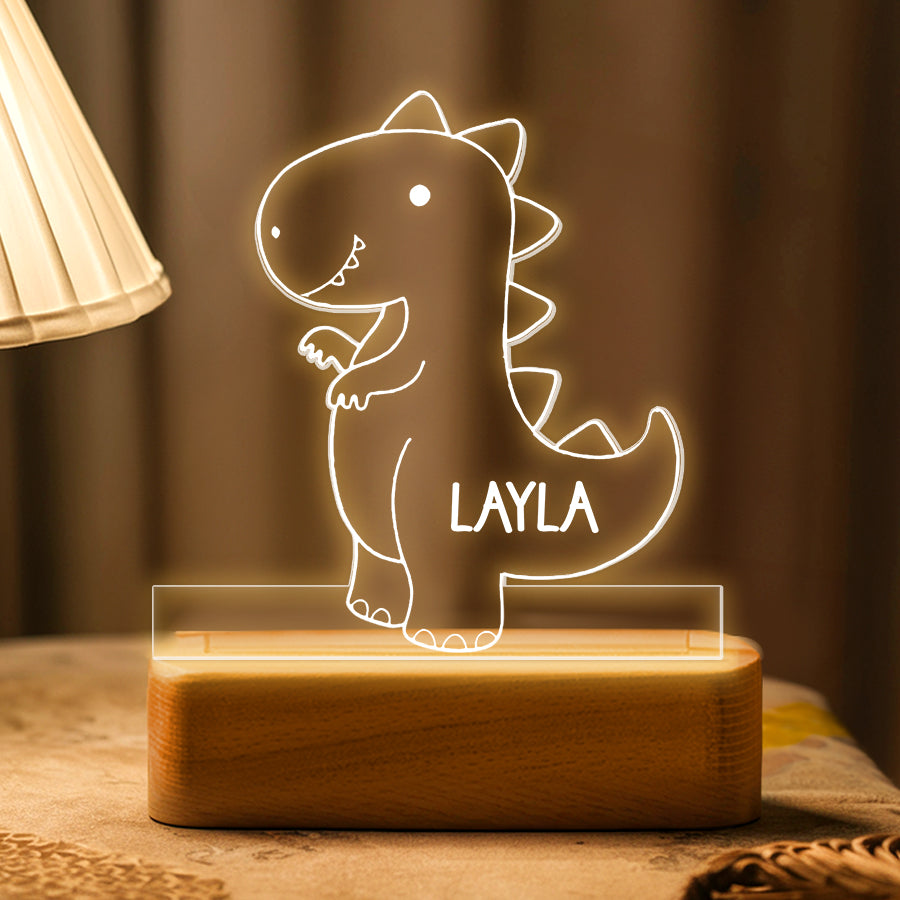 Kids Personalized Acrylic Night Light Dinosaur