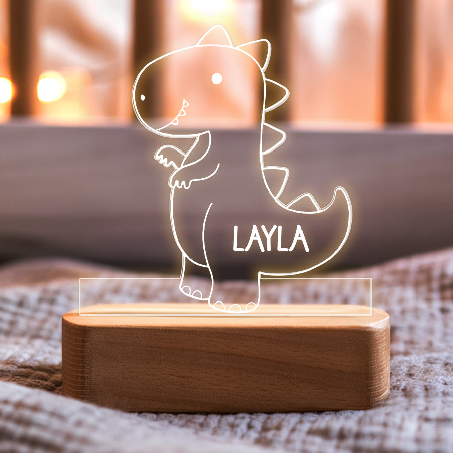 Kids Personalized Acrylic Night Light Dinosaur