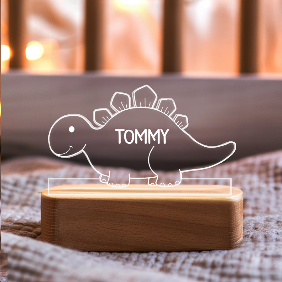 Custom Kid Name Personalized LED Night Light Dinosaur