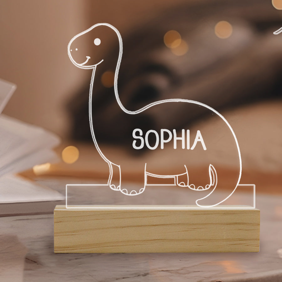 Custom Baby Name Personalized LED Night Light Dinosaur